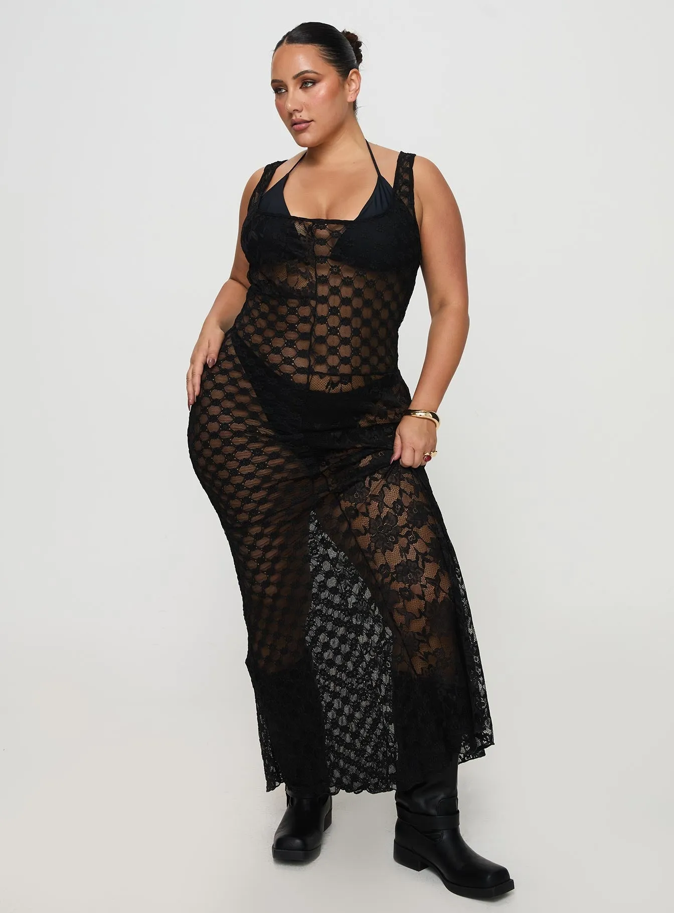 Zhara Lace Dress Black Curve With its timeless design this dress is perfect for any season and any setting