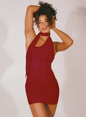 Casual Look High Beat Corentine Mini Dress Red