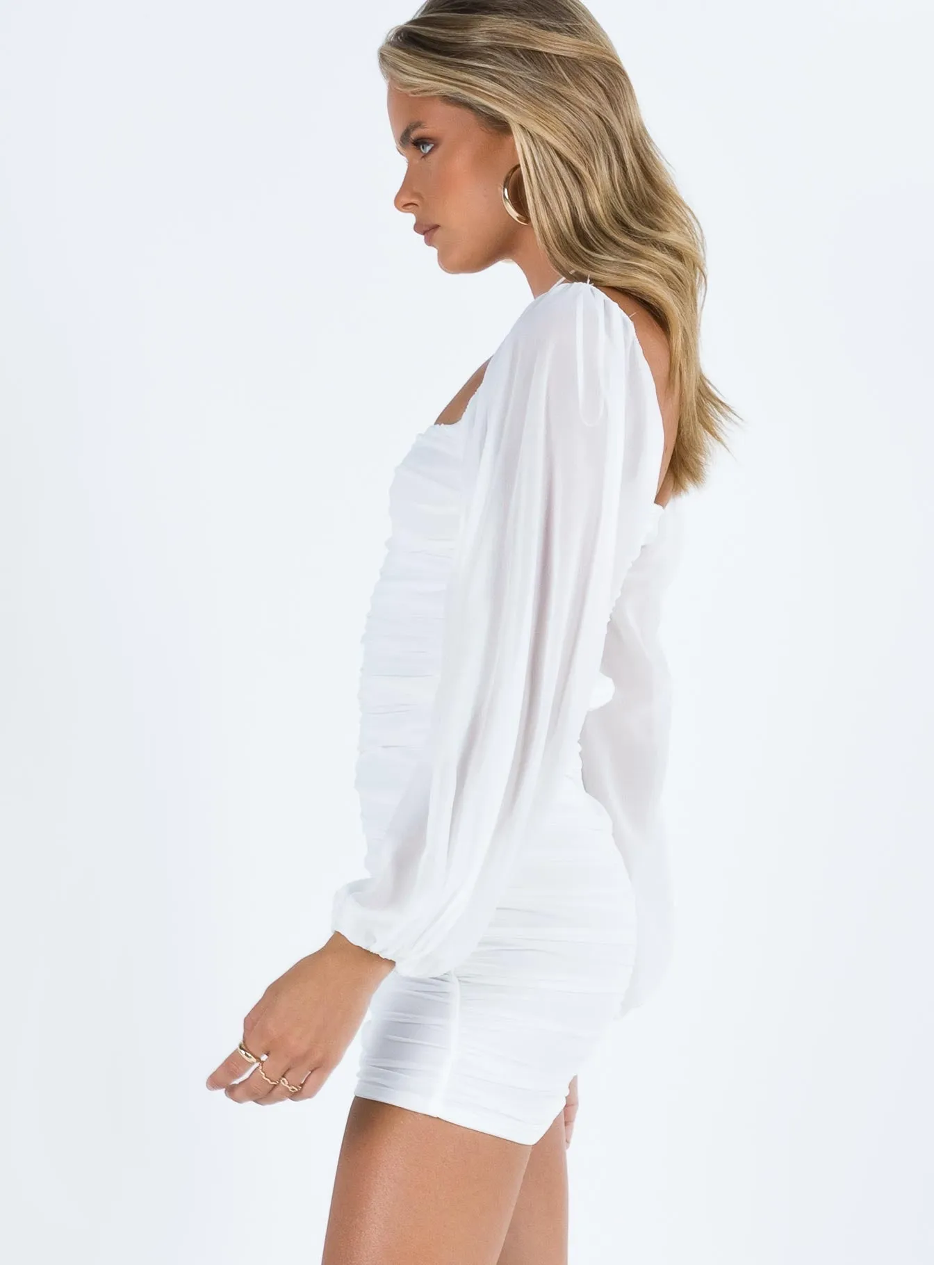 Cozy Fit Style Joslyn Long Sleeve Mini Dress White