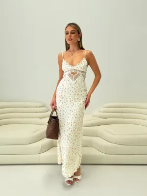 holiday vibe Metal Glow Annamaria Lace Maxi Dress Floral