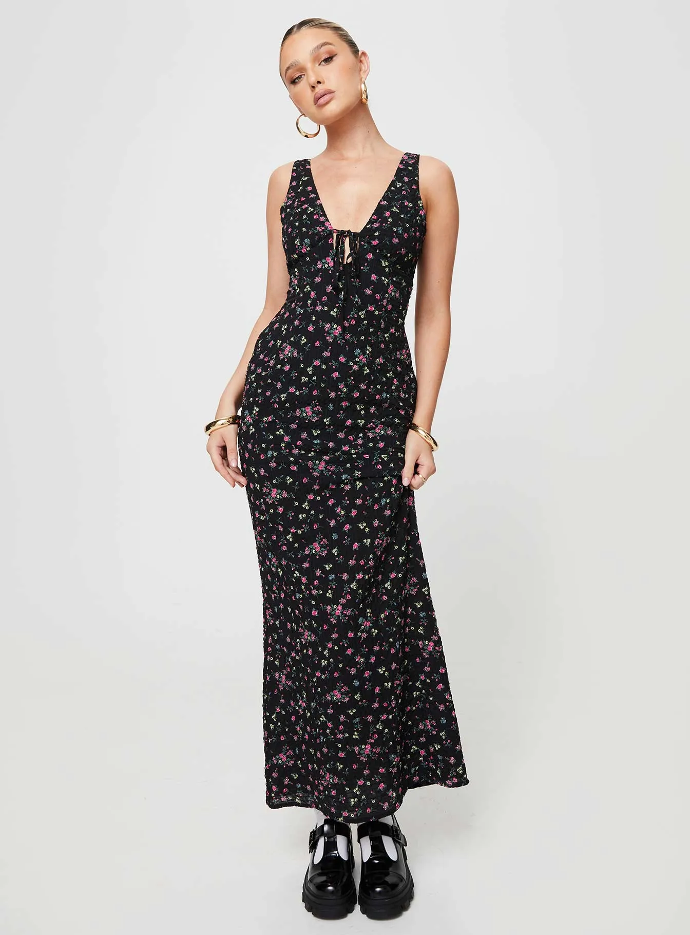 Soft draping maxi Marlita Maxi Dress Black