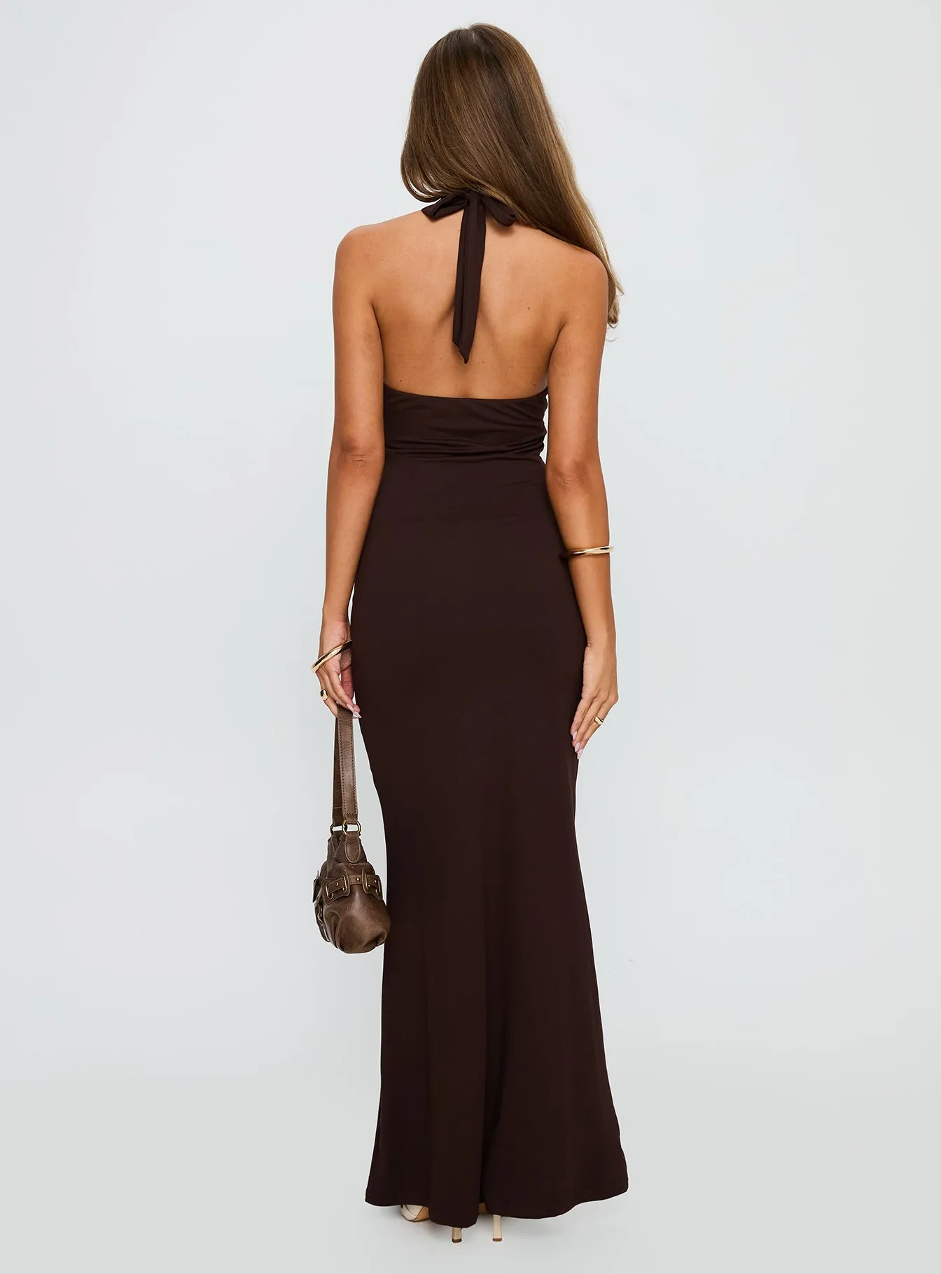 Court Path Warm Air No Hard Feelings Twist Maxi Dress Brown