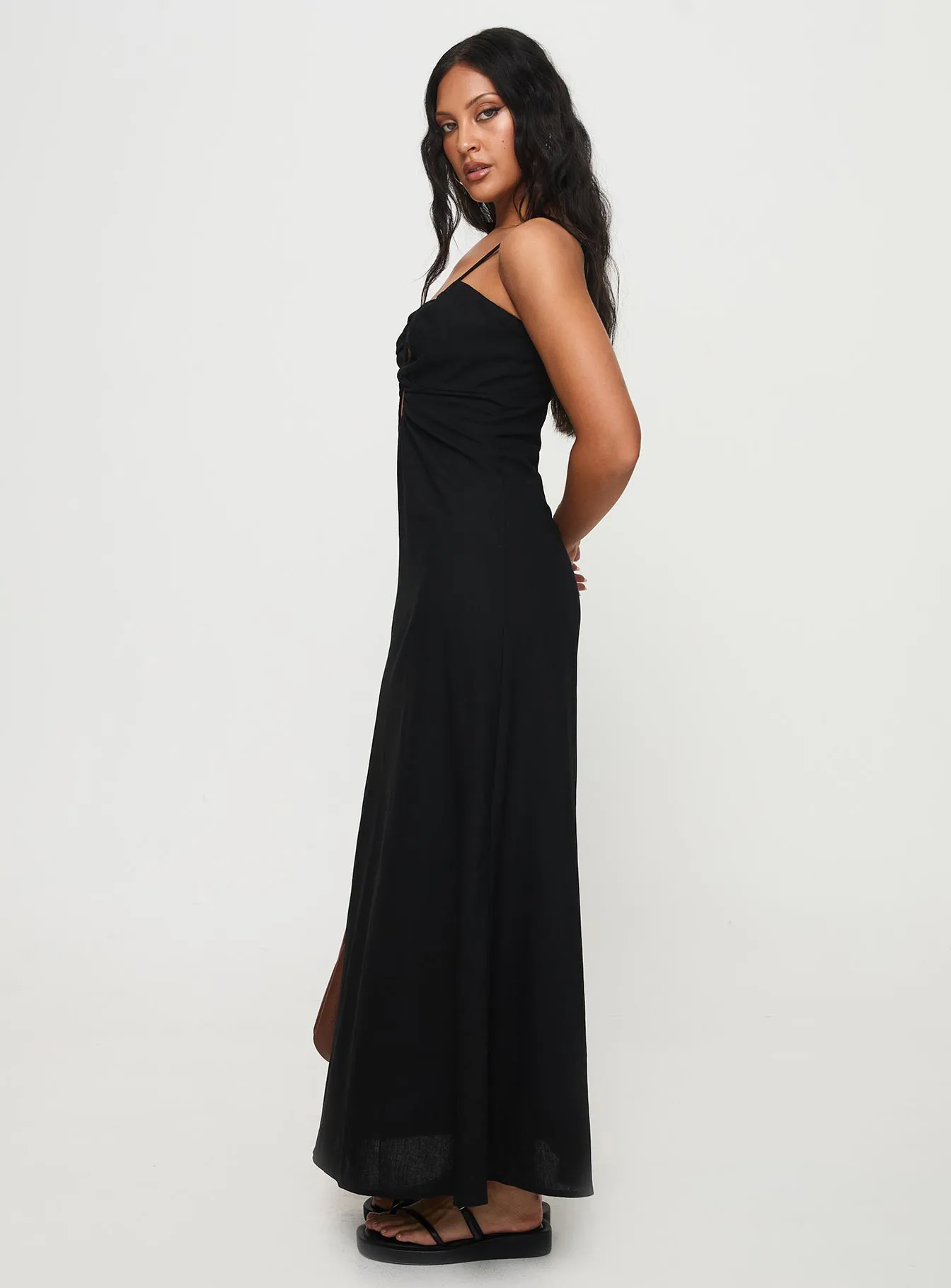 Harkonnen Maxi Dress Black Flowing chiffon dress
