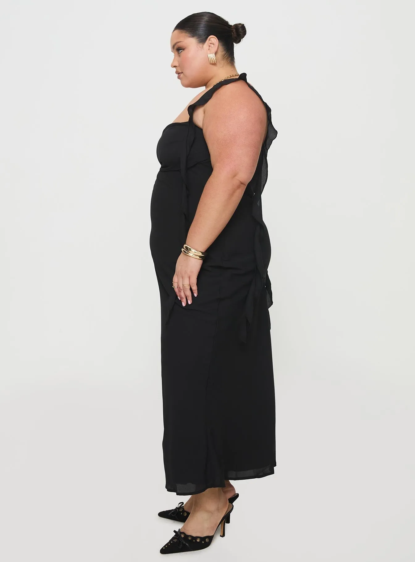 Lanai Maxi Dress Black Curve Boardwalk Mood Red Glow