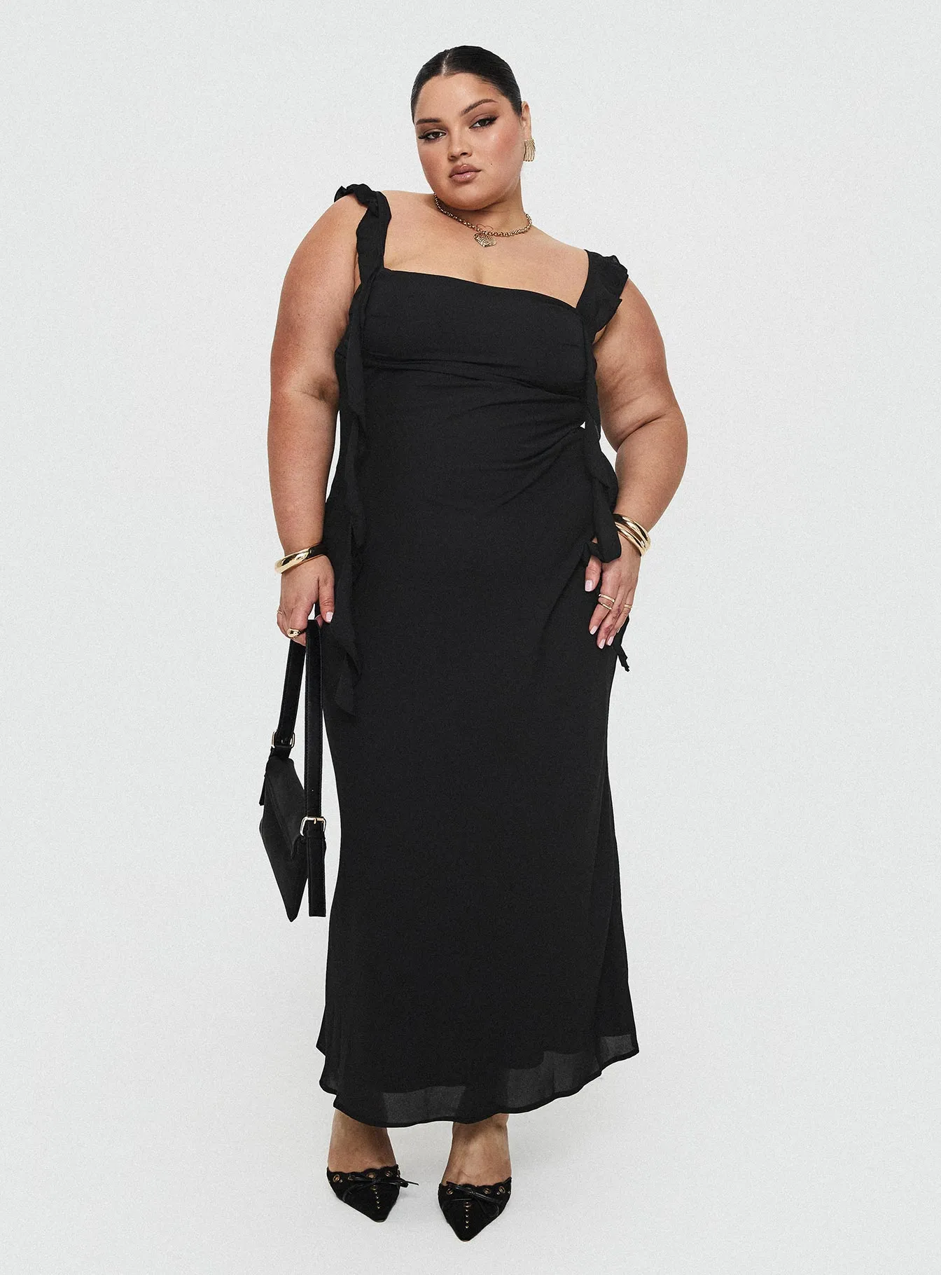 Hand Stitch Lanai Maxi Dress Black Curve