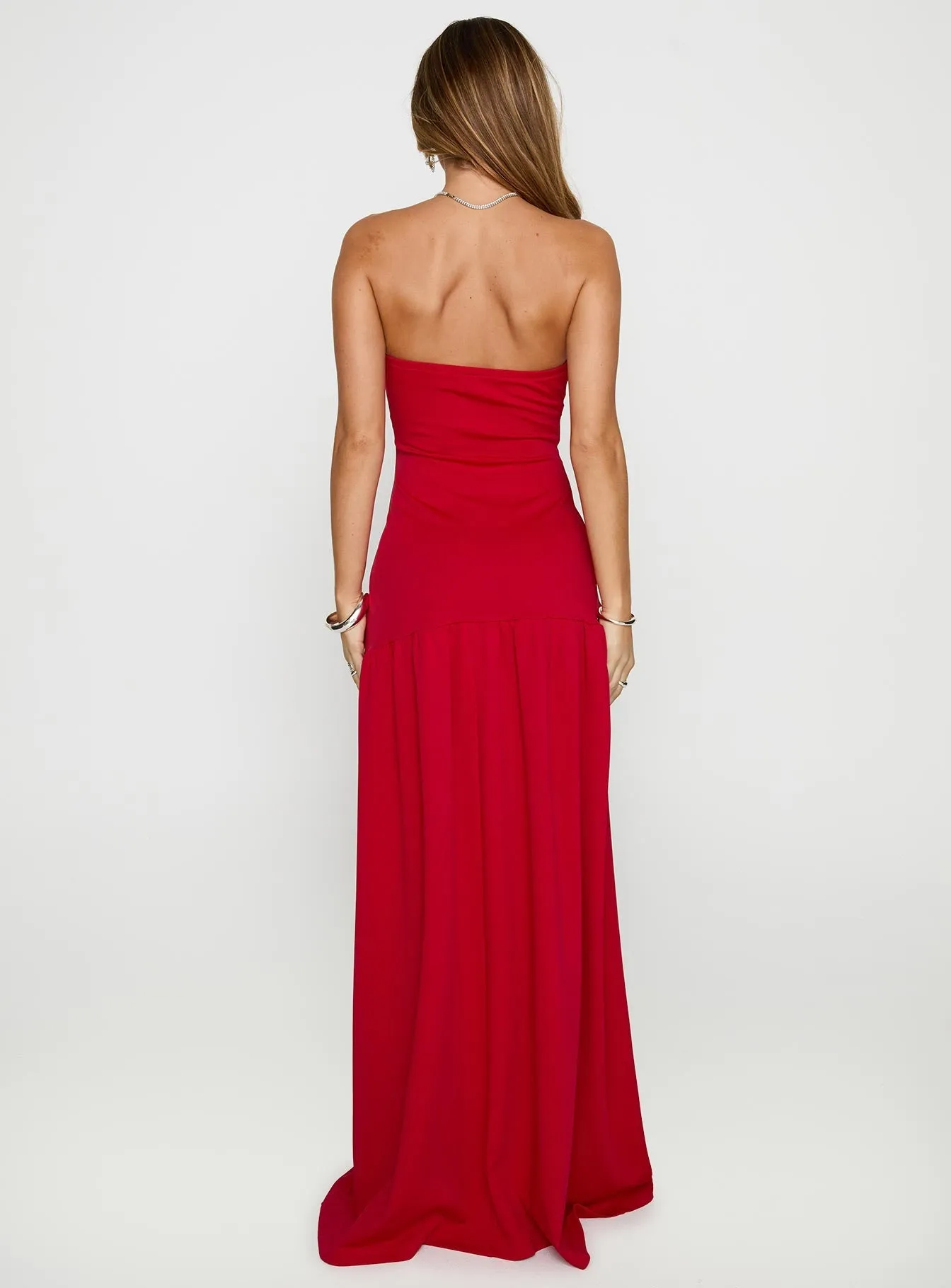 Move Me Strapless Maxi Dress Red Comfortable casual maxi The relaxed fit of this maxi dress offers a casual yet elegant appearance for any occasion