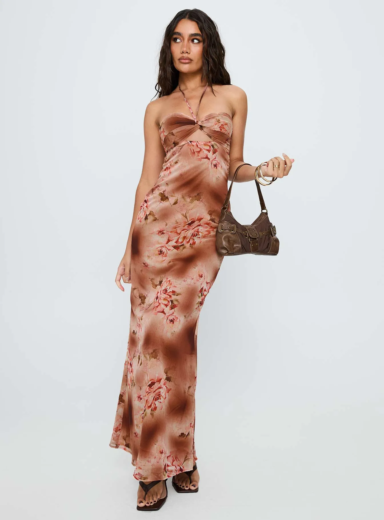 Saye Halter Twist Maxi Dress Multi Long Sleeve Vibrant boho dress