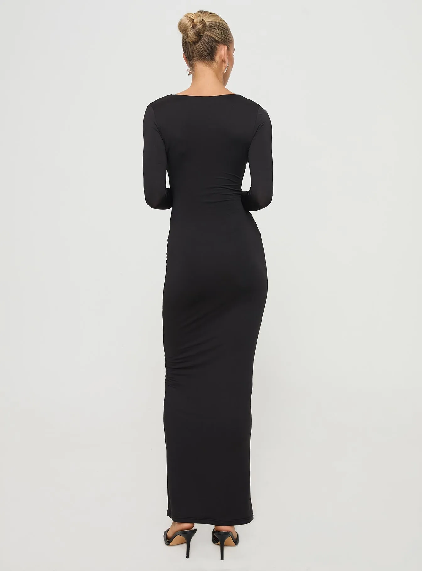 Calm Air Lasan Long Sleeve Maxi Dress Black