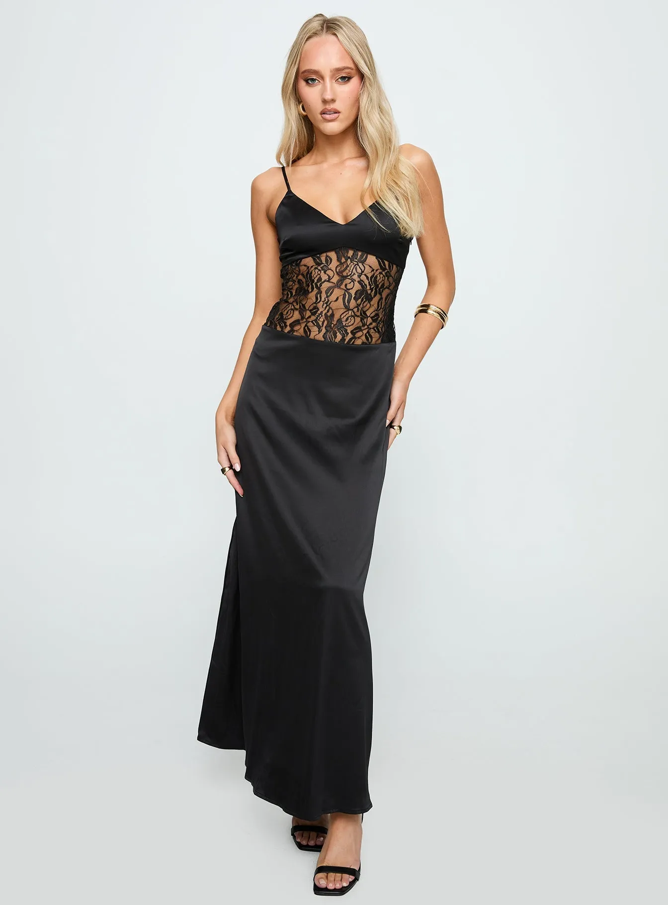 Greek Touch Dune Path Captivate Lace Maxi Dress Black