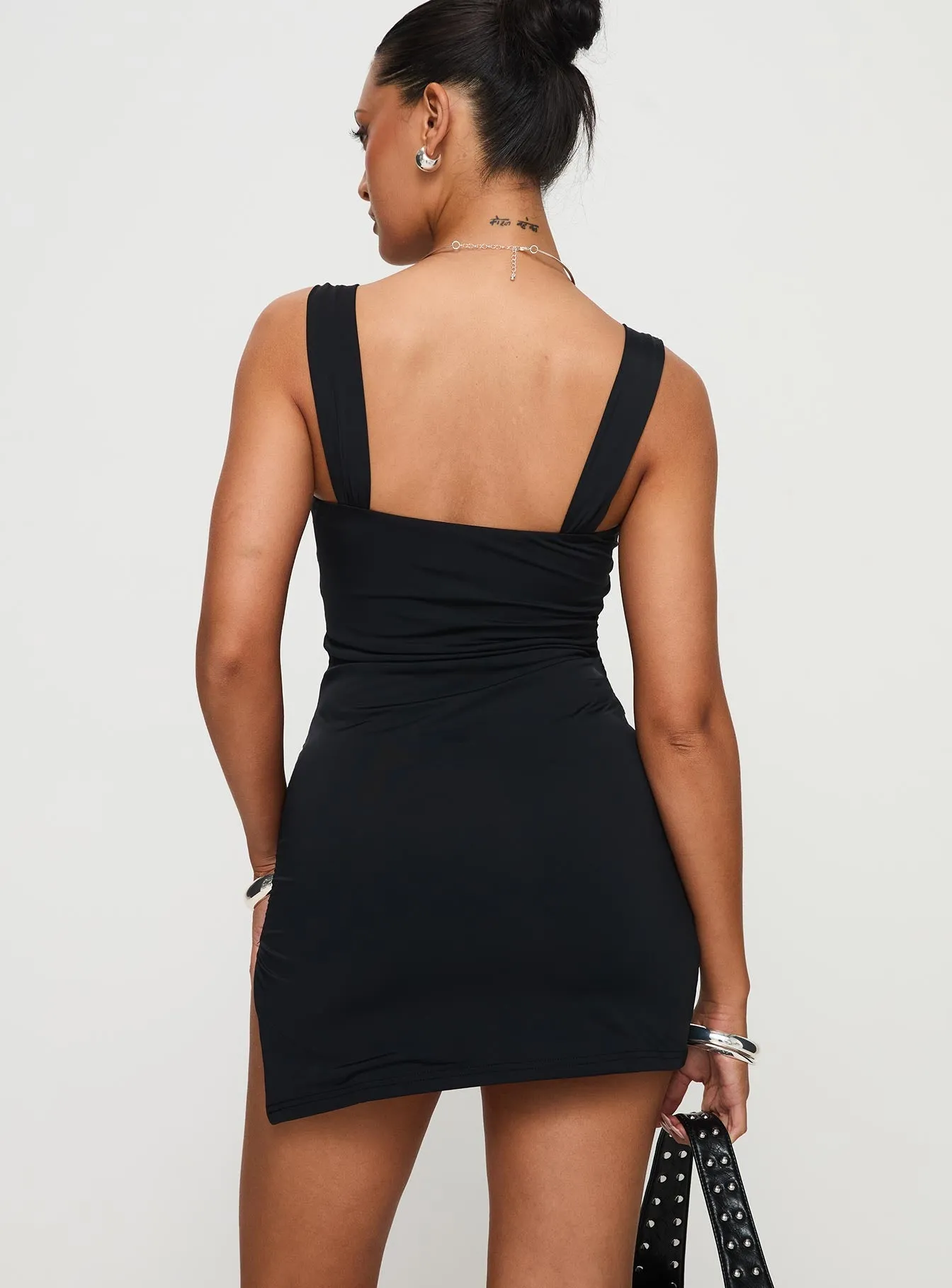 Sheila Mini Dress Black Boho Style Flexible Edge Binding