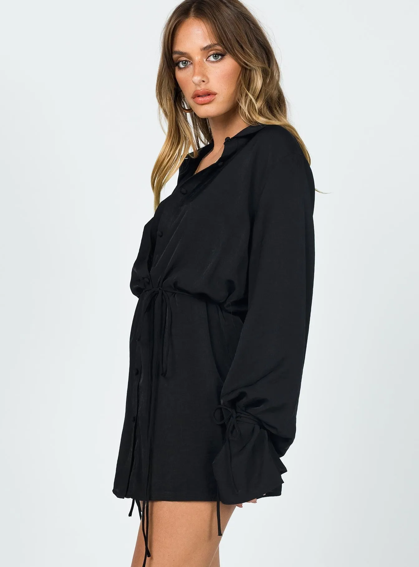 Yoke Back Construction Forbidden Mini Dress Black