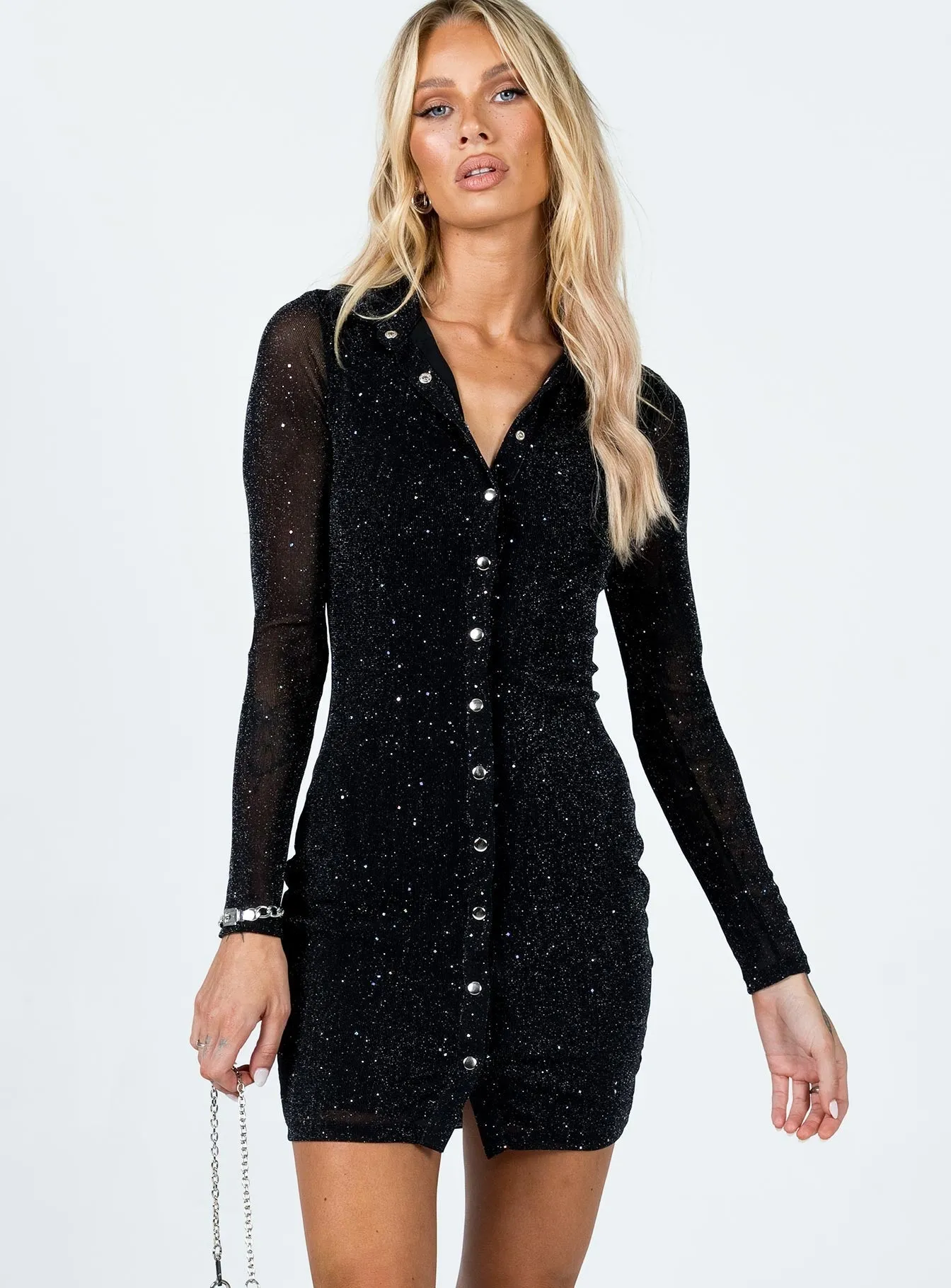 Friday Fever Mini Dress Black Playful Look Subtle Texture