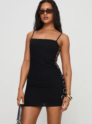Feminine flattering short gown Granada Mini Dress Black