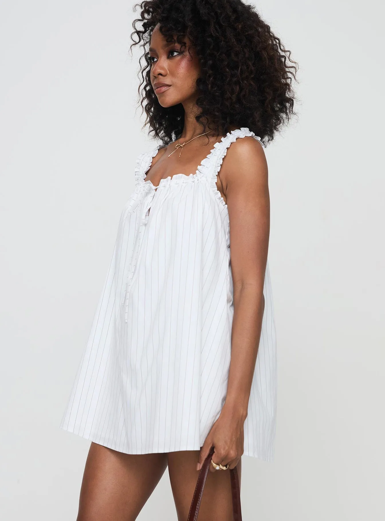 Swing Mini Dress Stripe Effortless evening attire Youth Flair