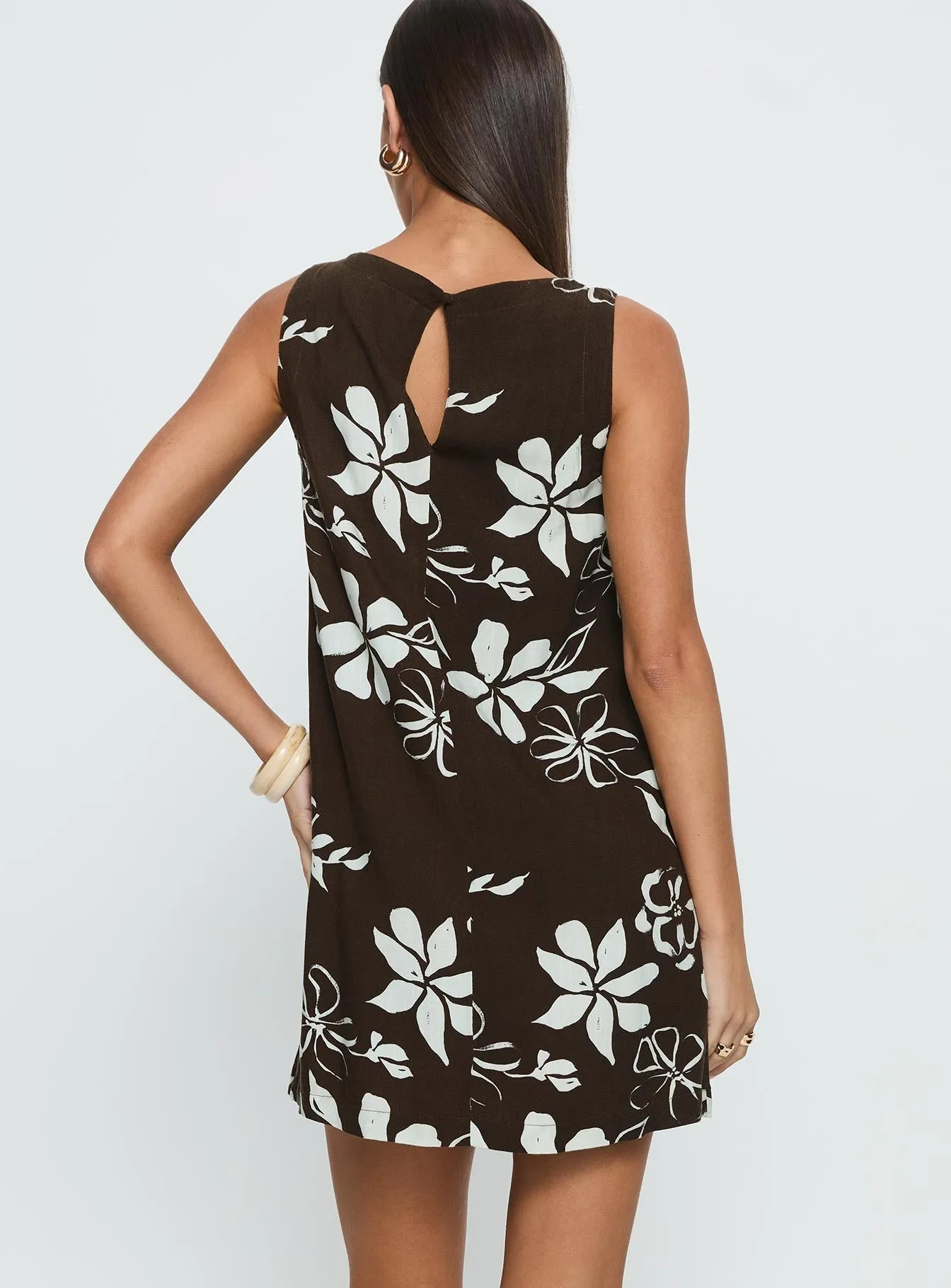 We Could Go Mini Dress Brown Floral Street Glam Urban Warm