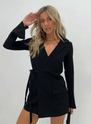 Kyah Wrap Blazer Dress Black Shine Warm