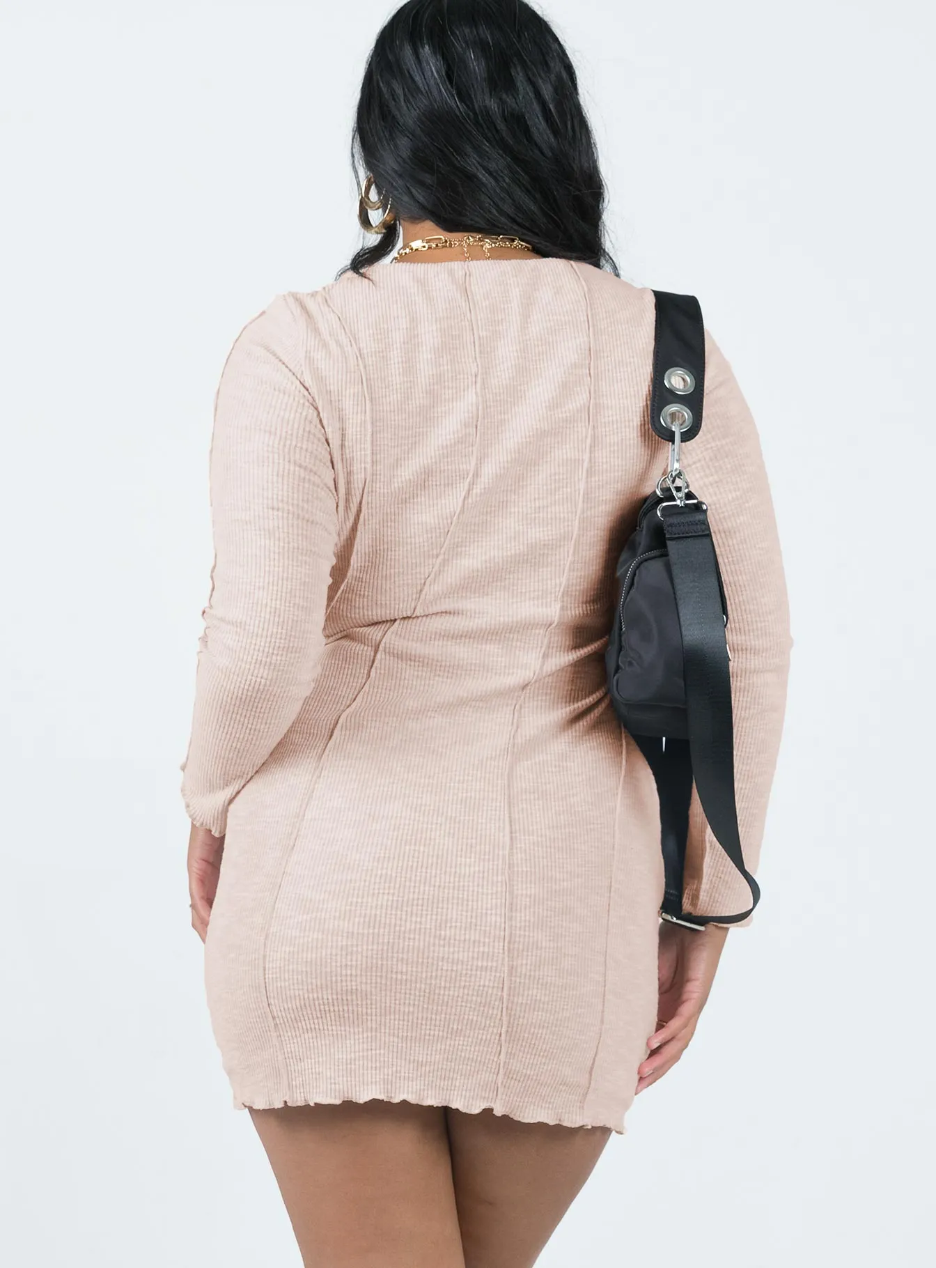 Rush Style Amaris Long Sleeve Mini Dress Beige