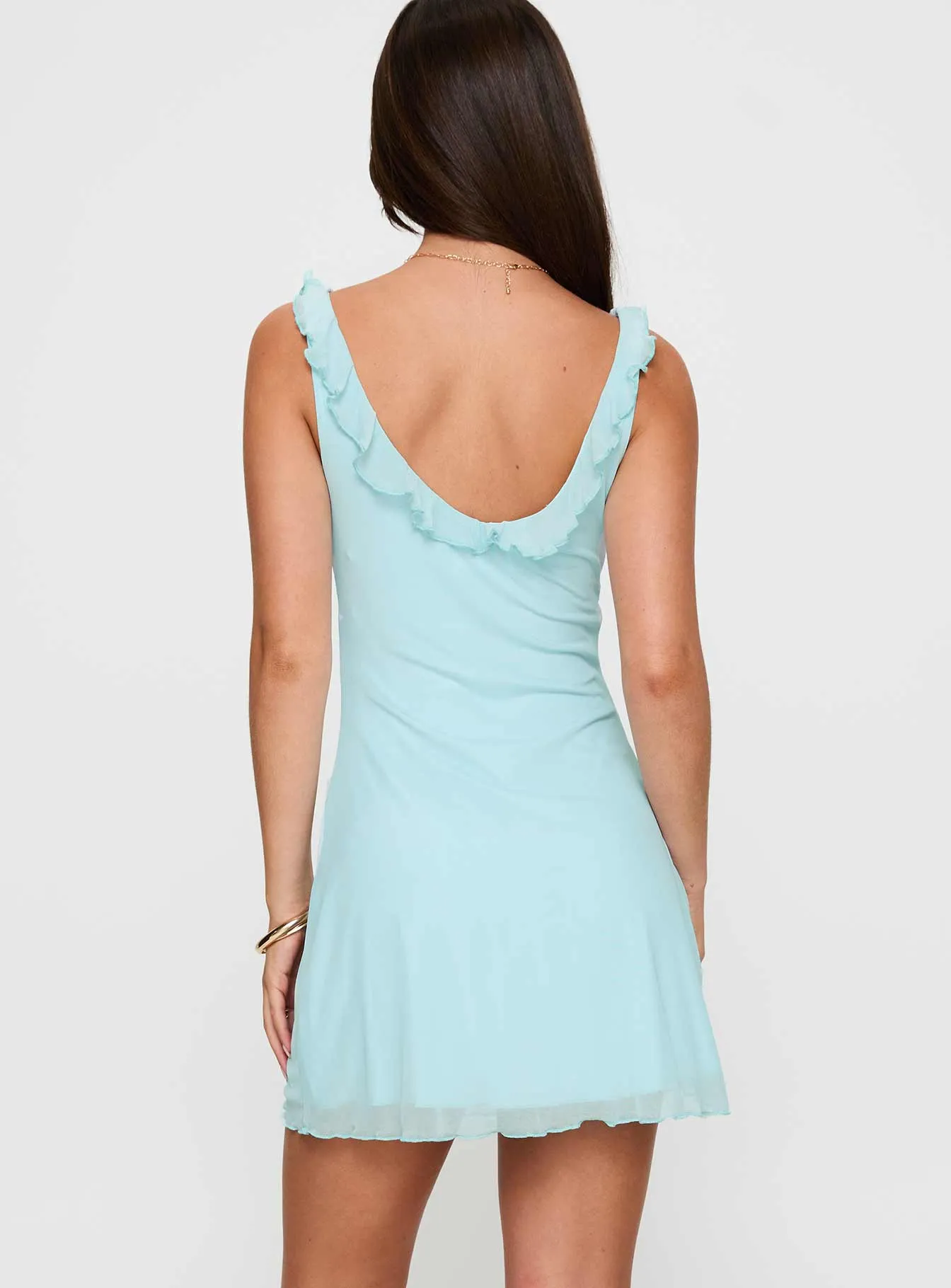 Glow Fresh Wrinkle resistant fabric Frillina Mini Dress Blue