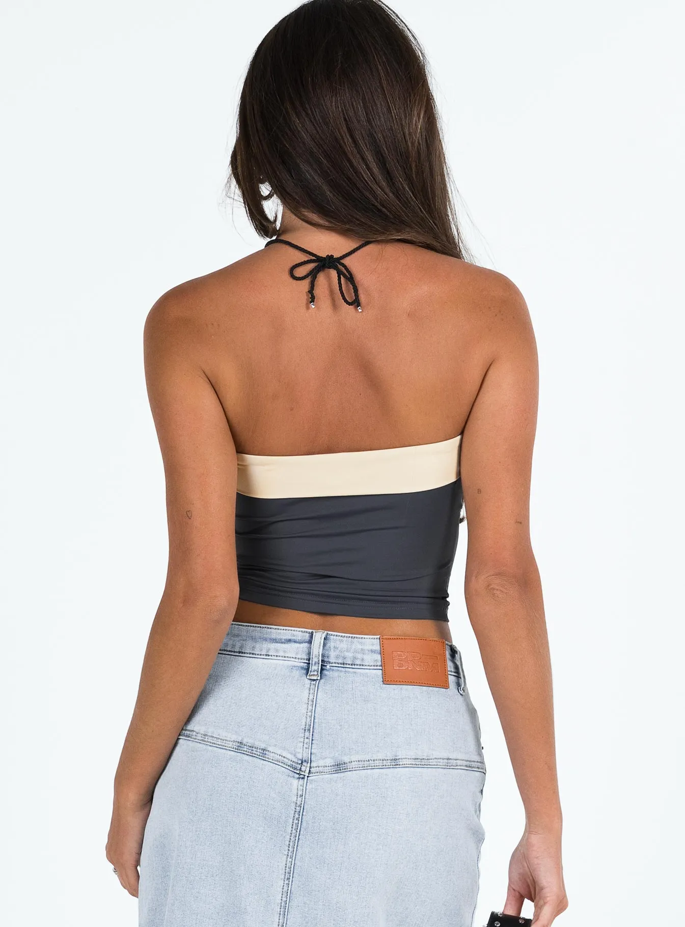 VNeckline Sporty Blouse Miko Tube Top Slate