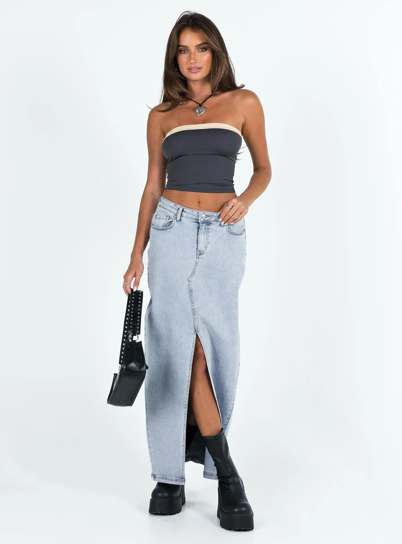 Miko Tube Top Slate NonToxicCoating Relaxed Blouse