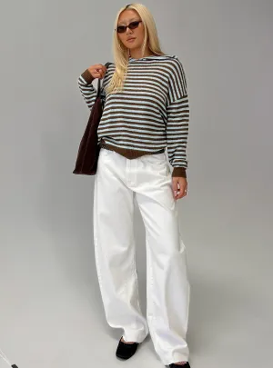 Kaio Mid Rise Barrel Leg Denim Jeans White Chill Fit