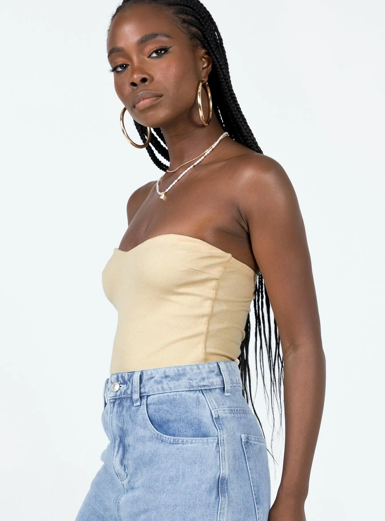 Aston Strapless Bodysuit Cream Neutral Yoga