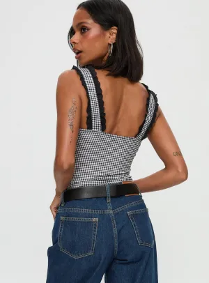 Trustfund Lace Trim Bodysuit Black / White Check Smart Outdoor