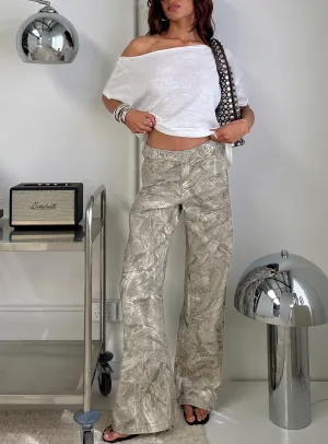 Heavyweight Denim No Gap Waist Mckinley Mid Rise Wide Leg Jeans Camouflage