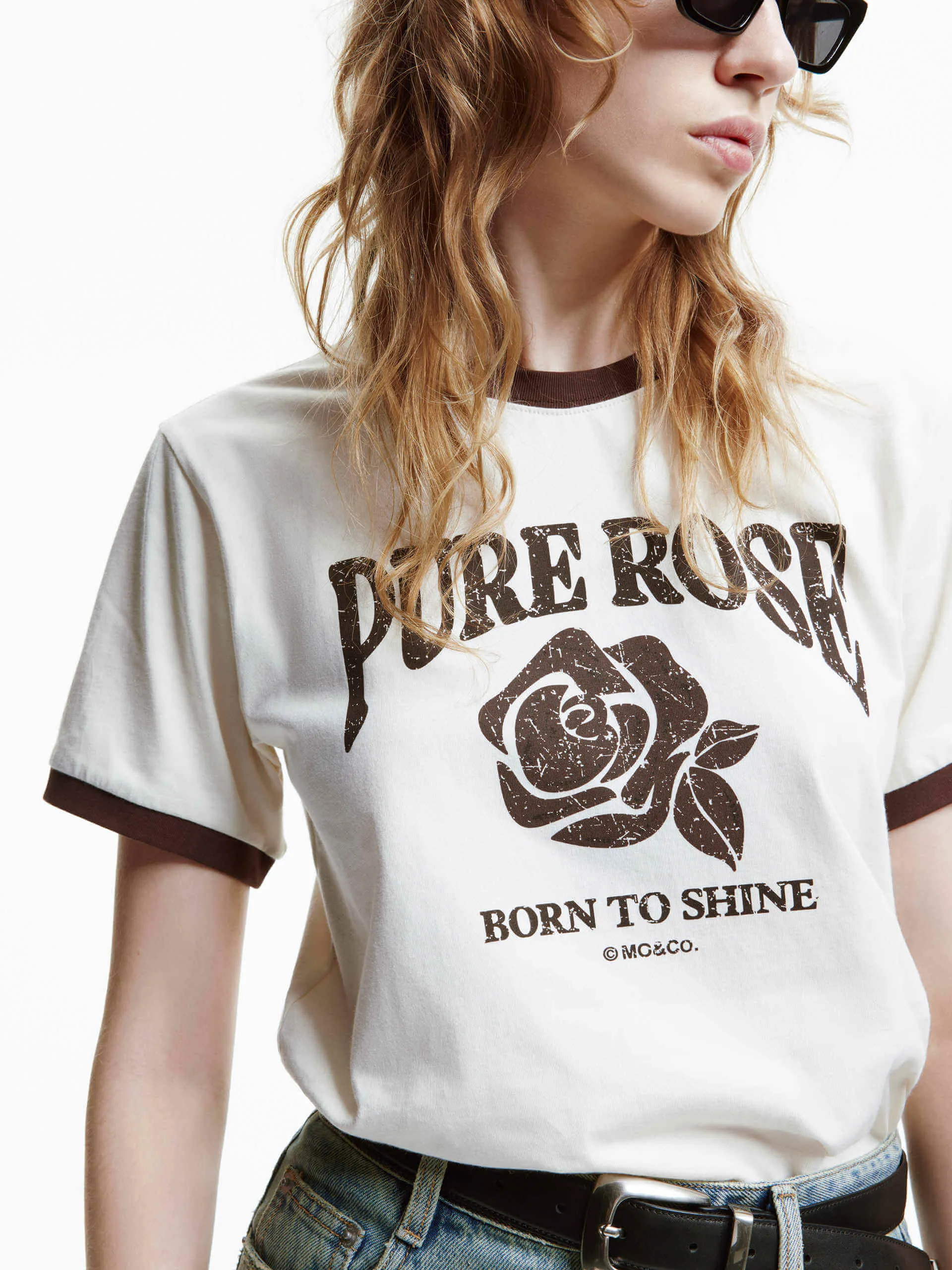 Contrast Trim Cotton T-shirt Durable Style