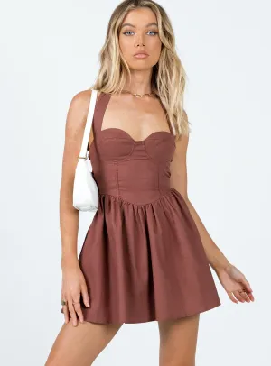 Youthful Appeal Casual Comfort Lyle Mini Dress Brown