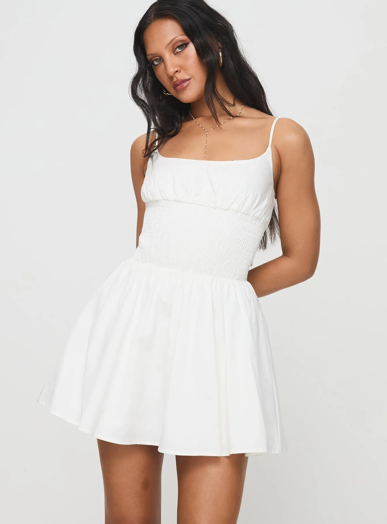 Trendy boho-inspired mini Matisse Dress White