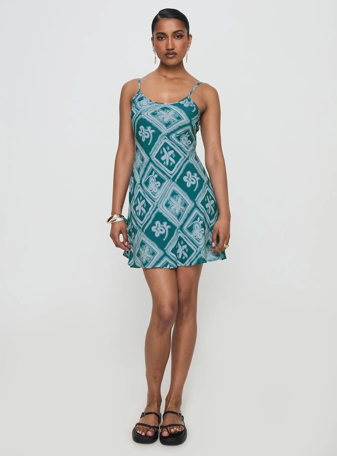 Vittorio Bias Cut Mini Dress Blue Reinforced Hemline Layer Free