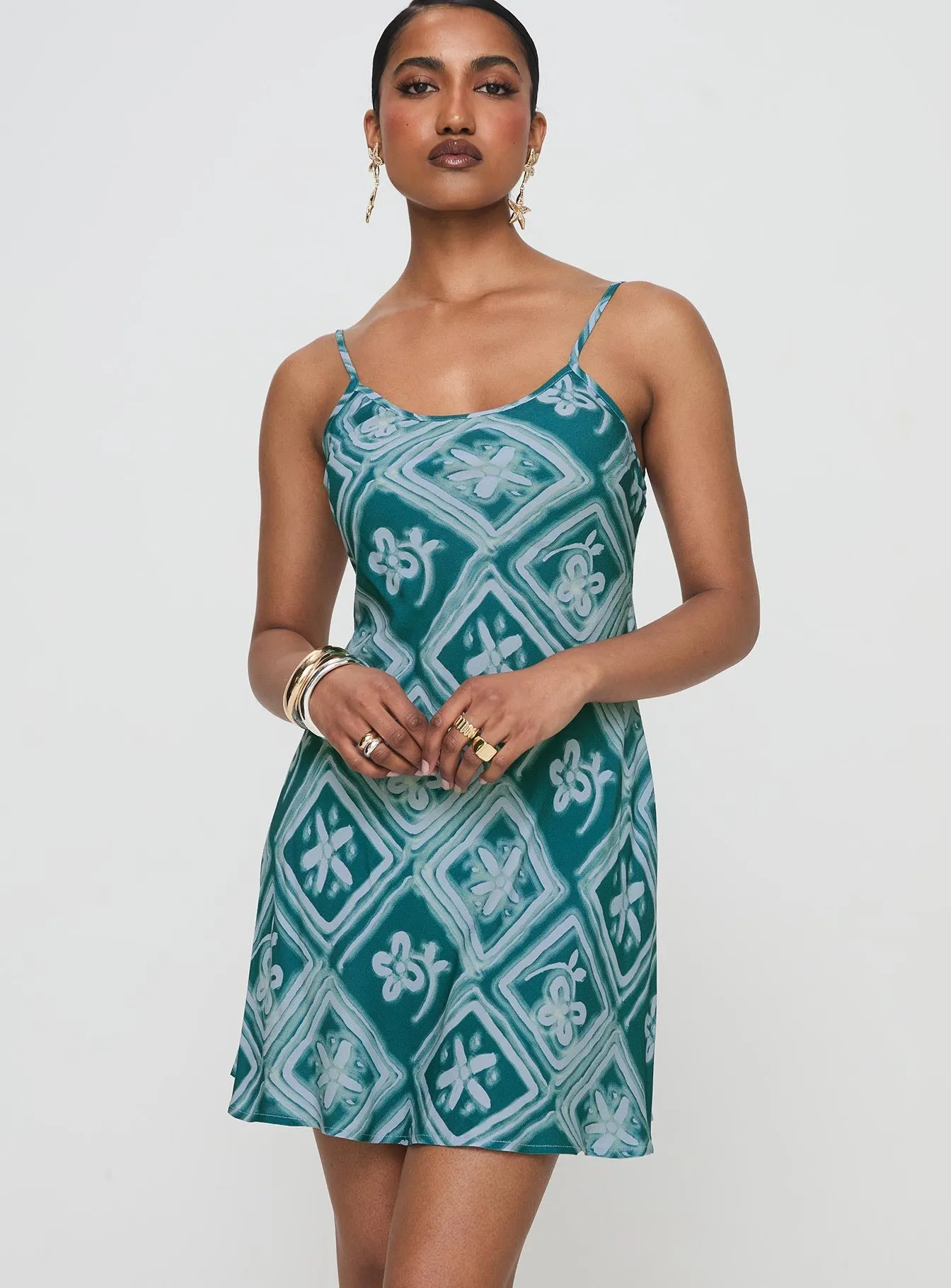 Curvy Love Vittorio Bias Cut Mini Dress Blue