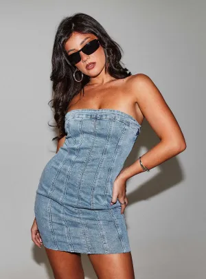Houser Mini Dress Denim Petite Glow Sharp
