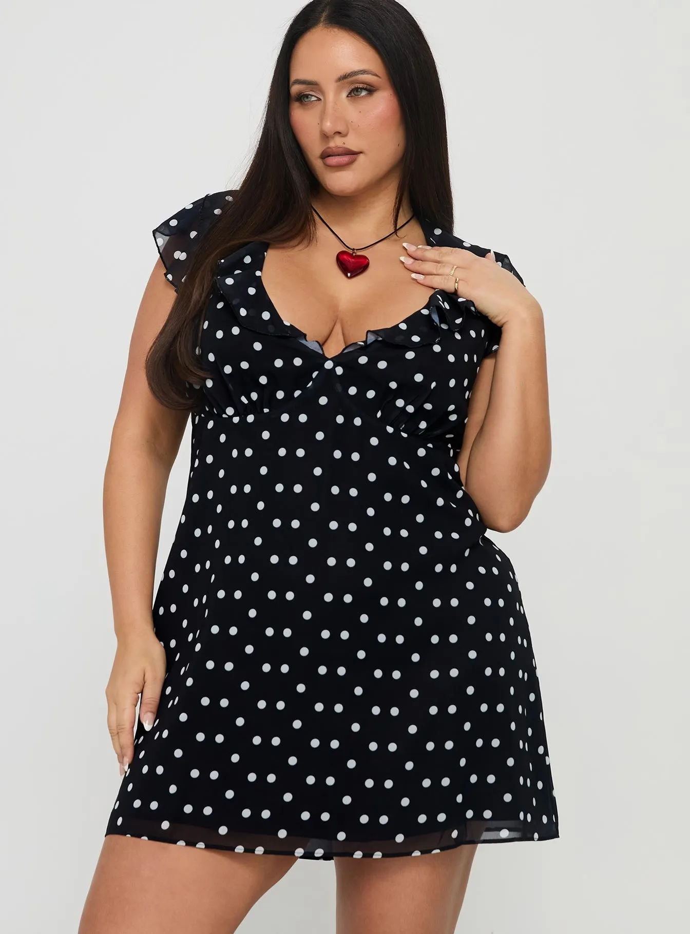 I Guess So Mini Dress Black Polka Dot Curve Elegant short formal gown
