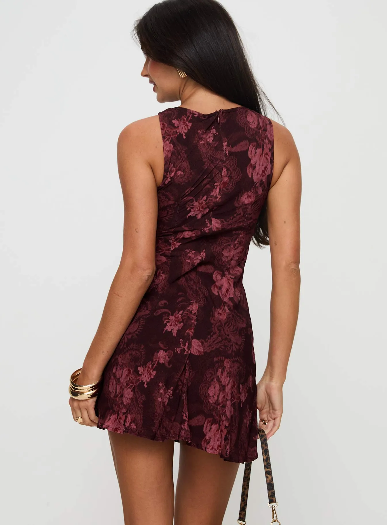 Vivre Mini Dress Burgundy Paisley Casual chic style