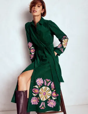 Art Gallery Urban Ease Clara Cord Midi Dress-Emerald Night, Embroidery