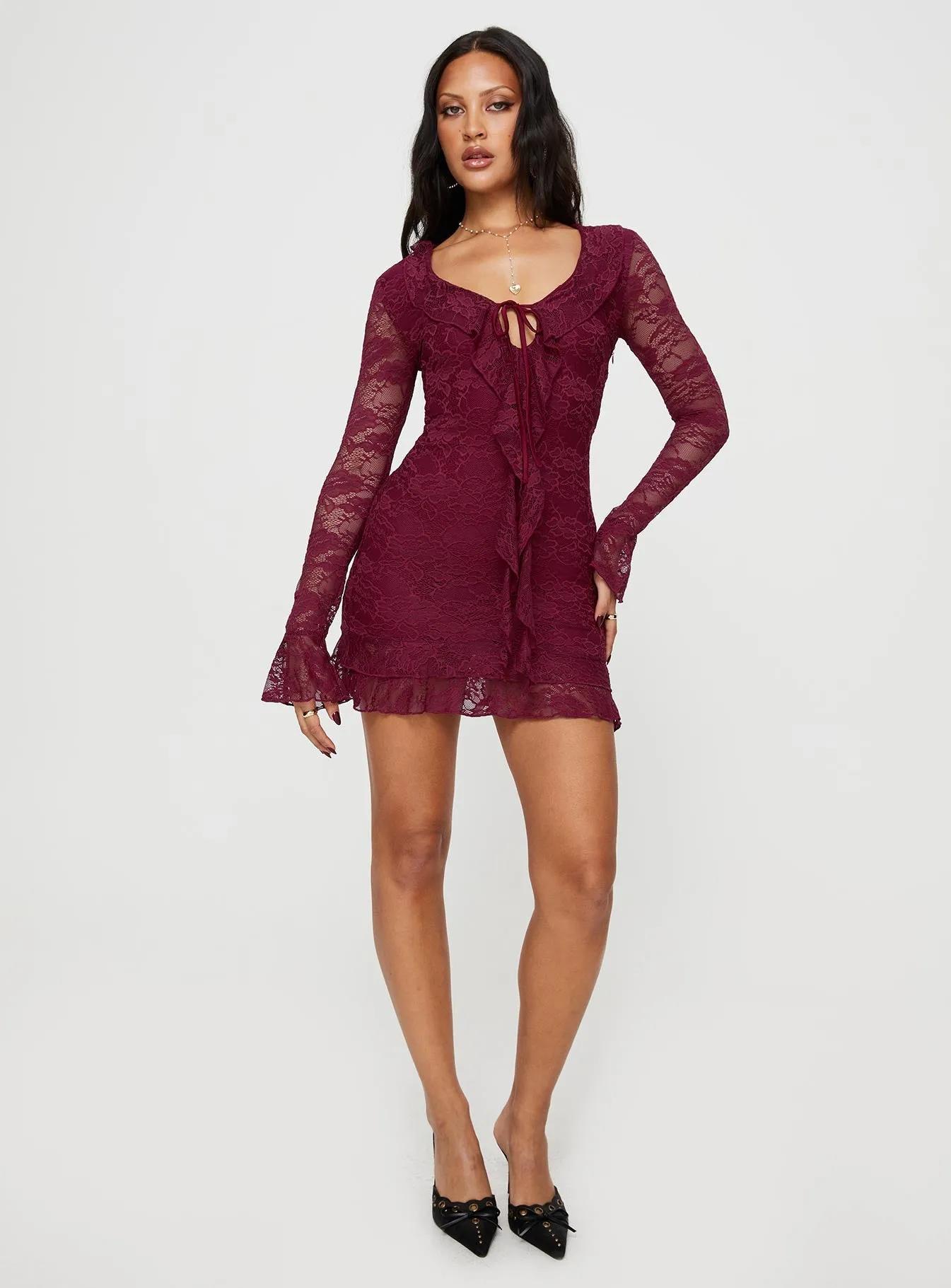Non Restrictive Sidonie Long Sleeve Mini Dress Red