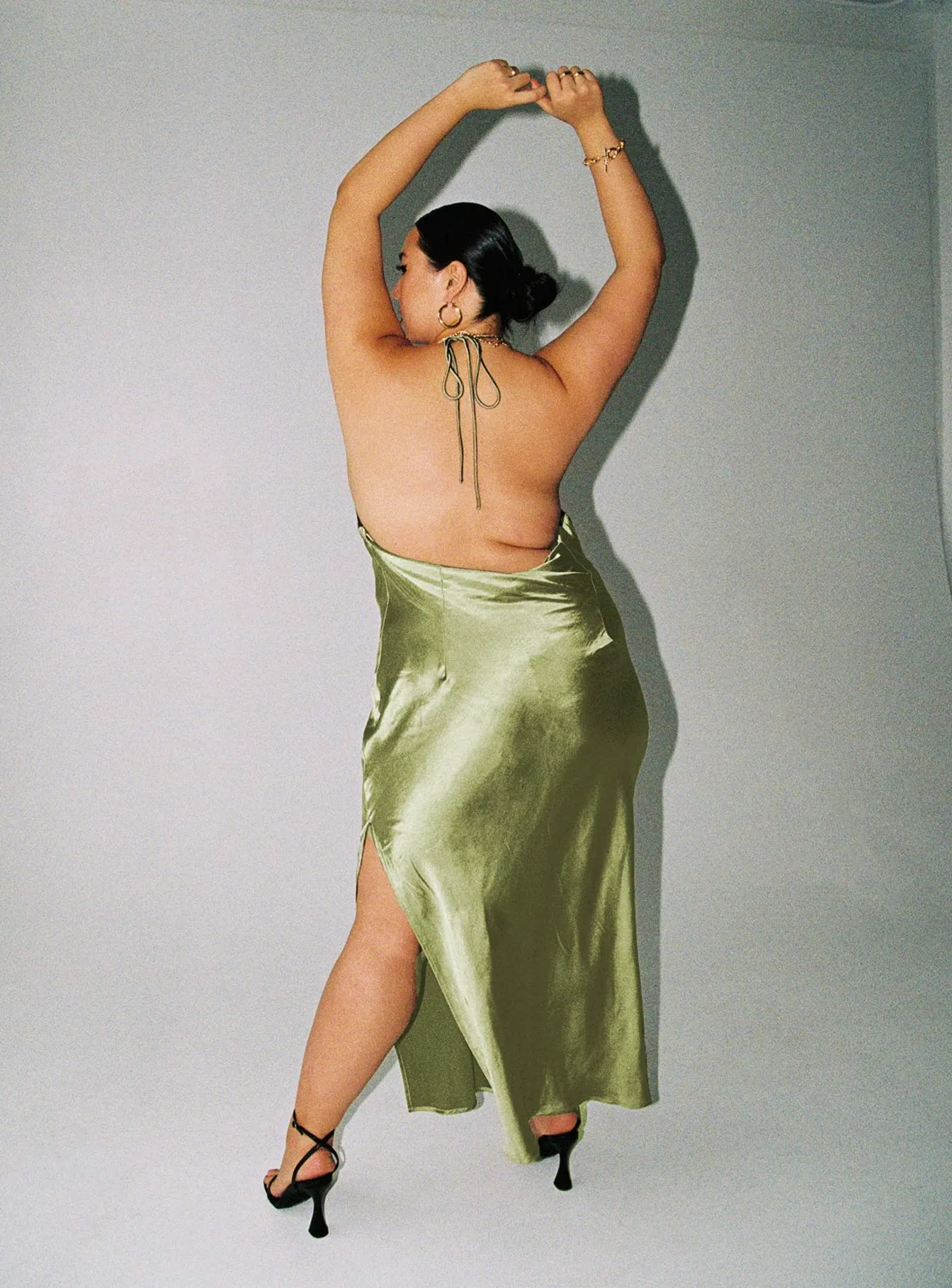 Black Chic Alissa Midi Dress Green Curve
