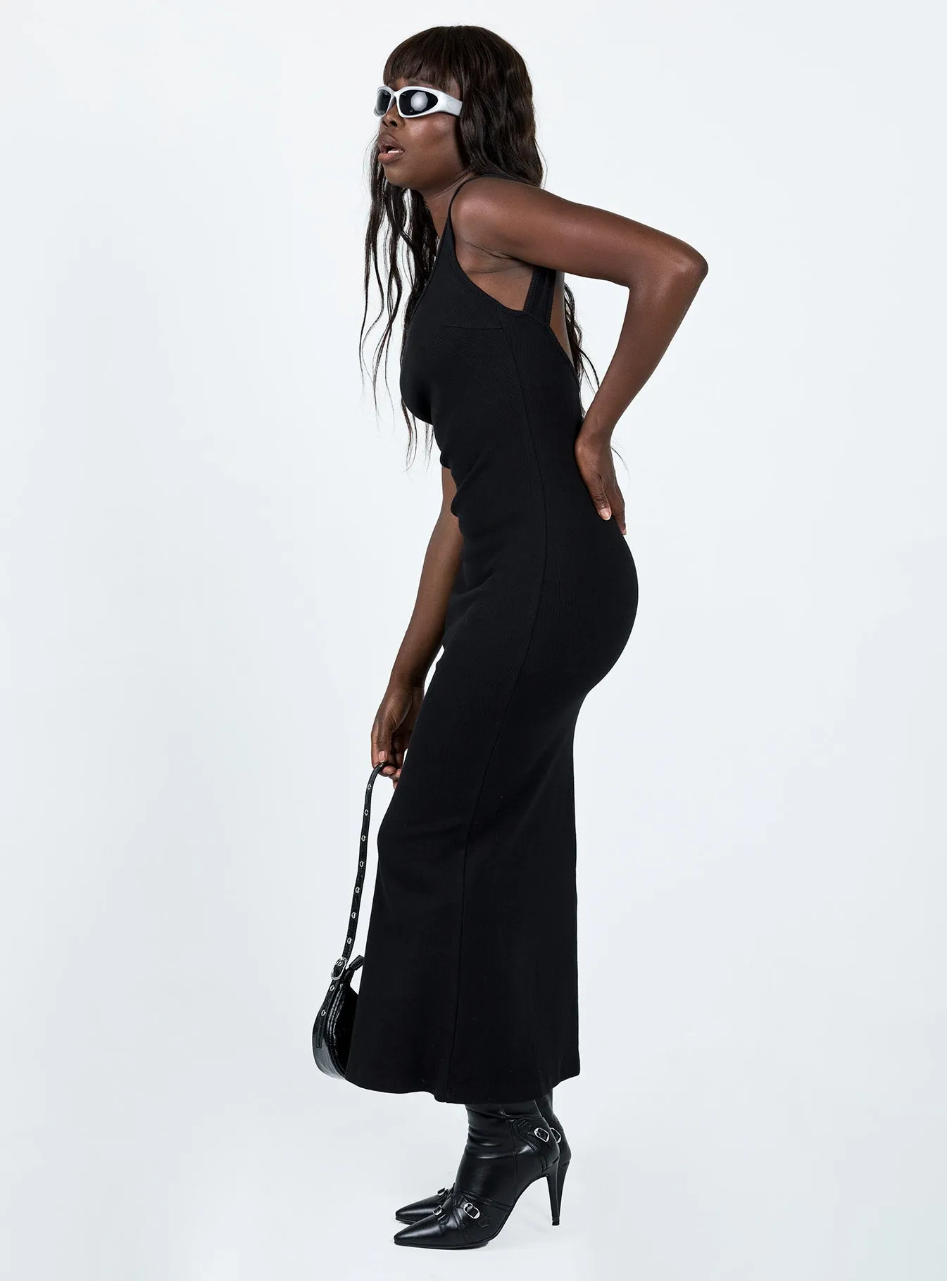 Smythe Maxi Dress Black Onyx Shine Metal Glow