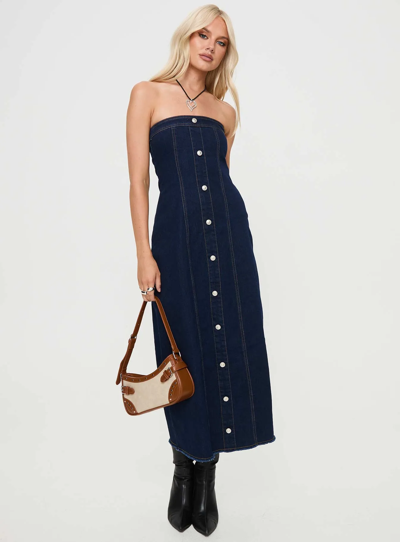 Lavender Field Stoltz Denim Midi Dress Blue