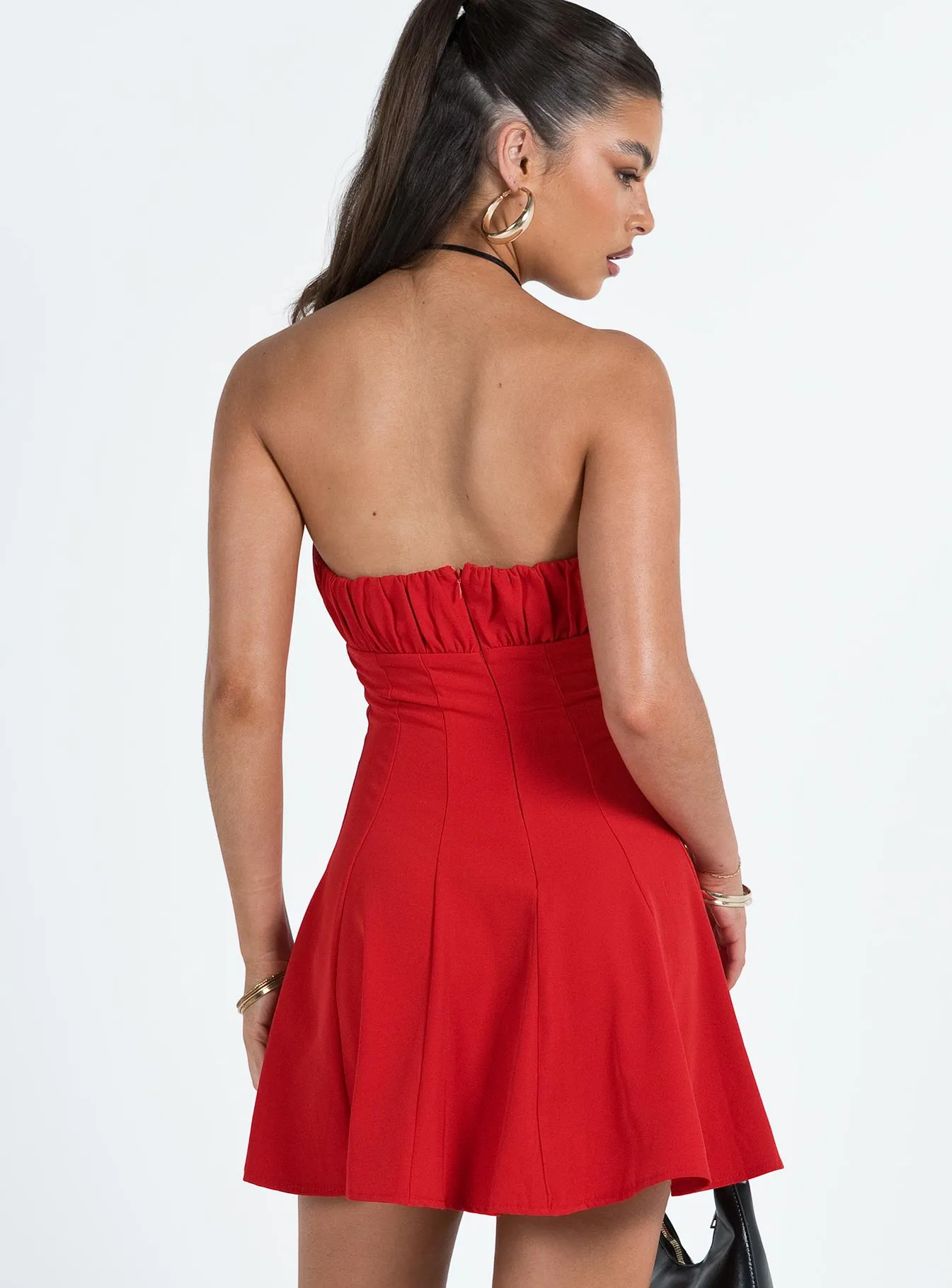 Effortless Style Largo Strapless Mini Dress Red
