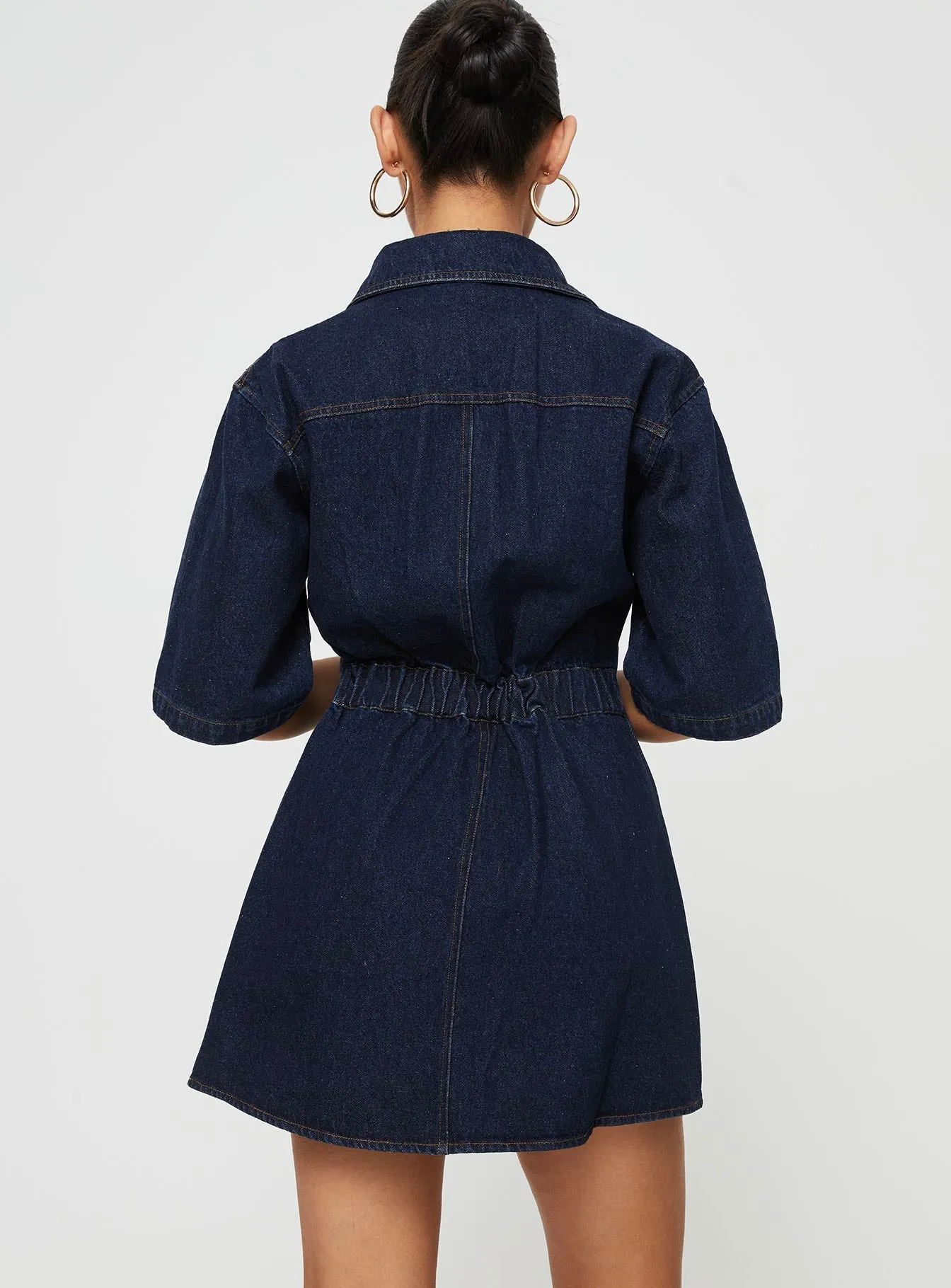 Bold statement dress Davro Mini Dress Dark Wash Denim