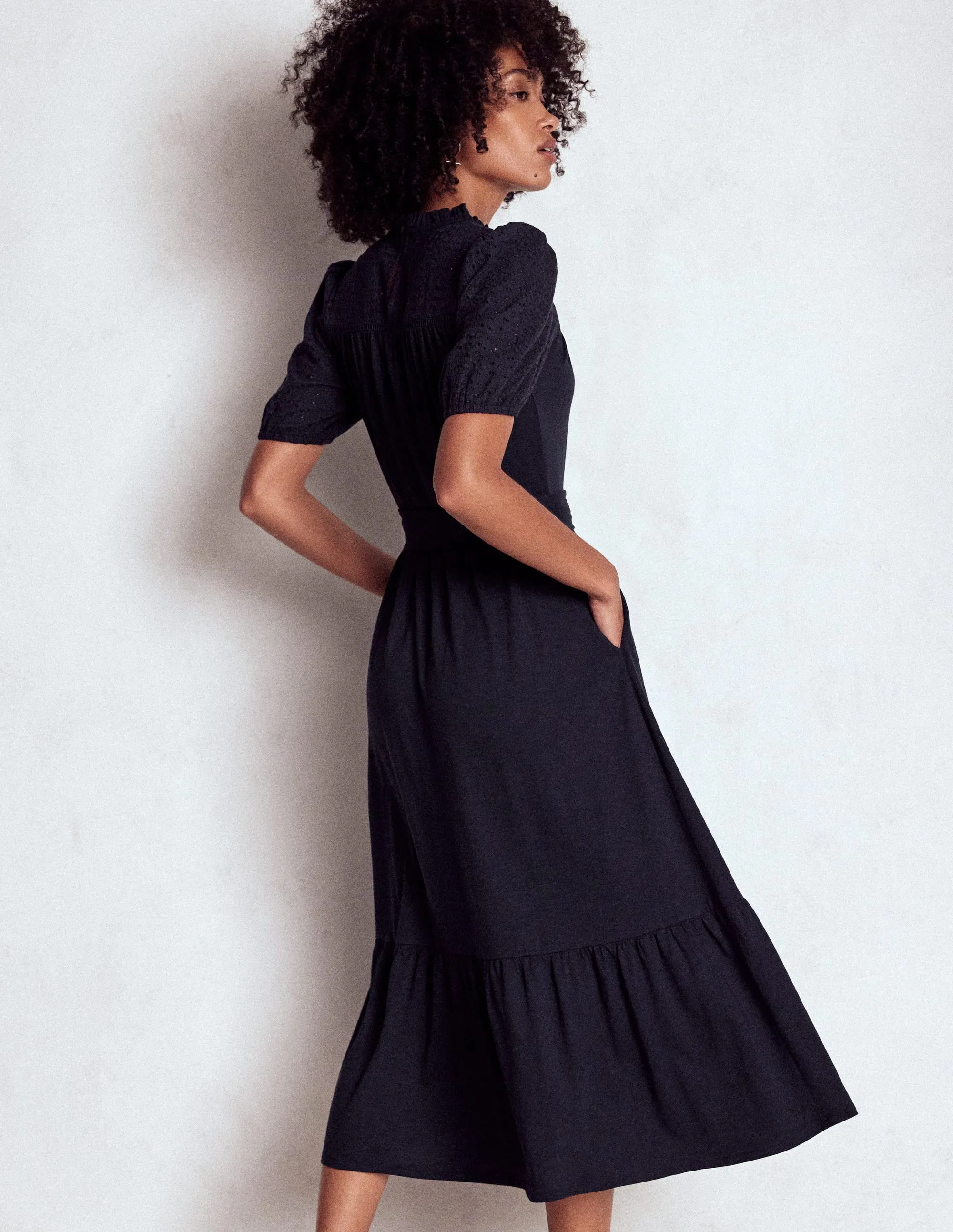 Lorelei Broderie Jersey Dress-Navy One Step Look