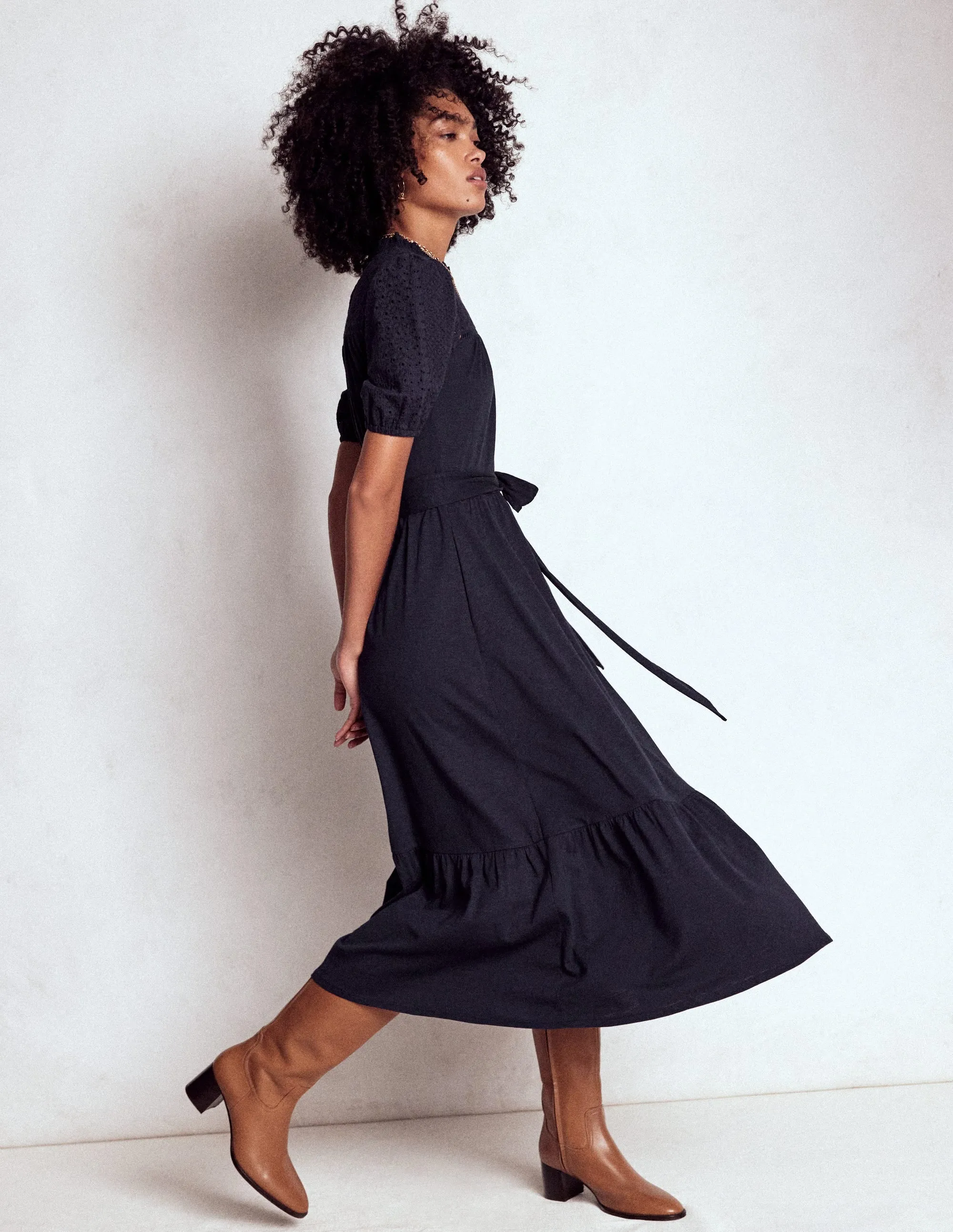 Lorelei Broderie Jersey Dress-Navy Metal Shine Meadow Bloom