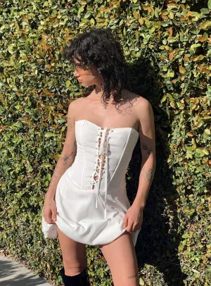 Fun Shine Charming Look Peroli Corset Mini Dress White