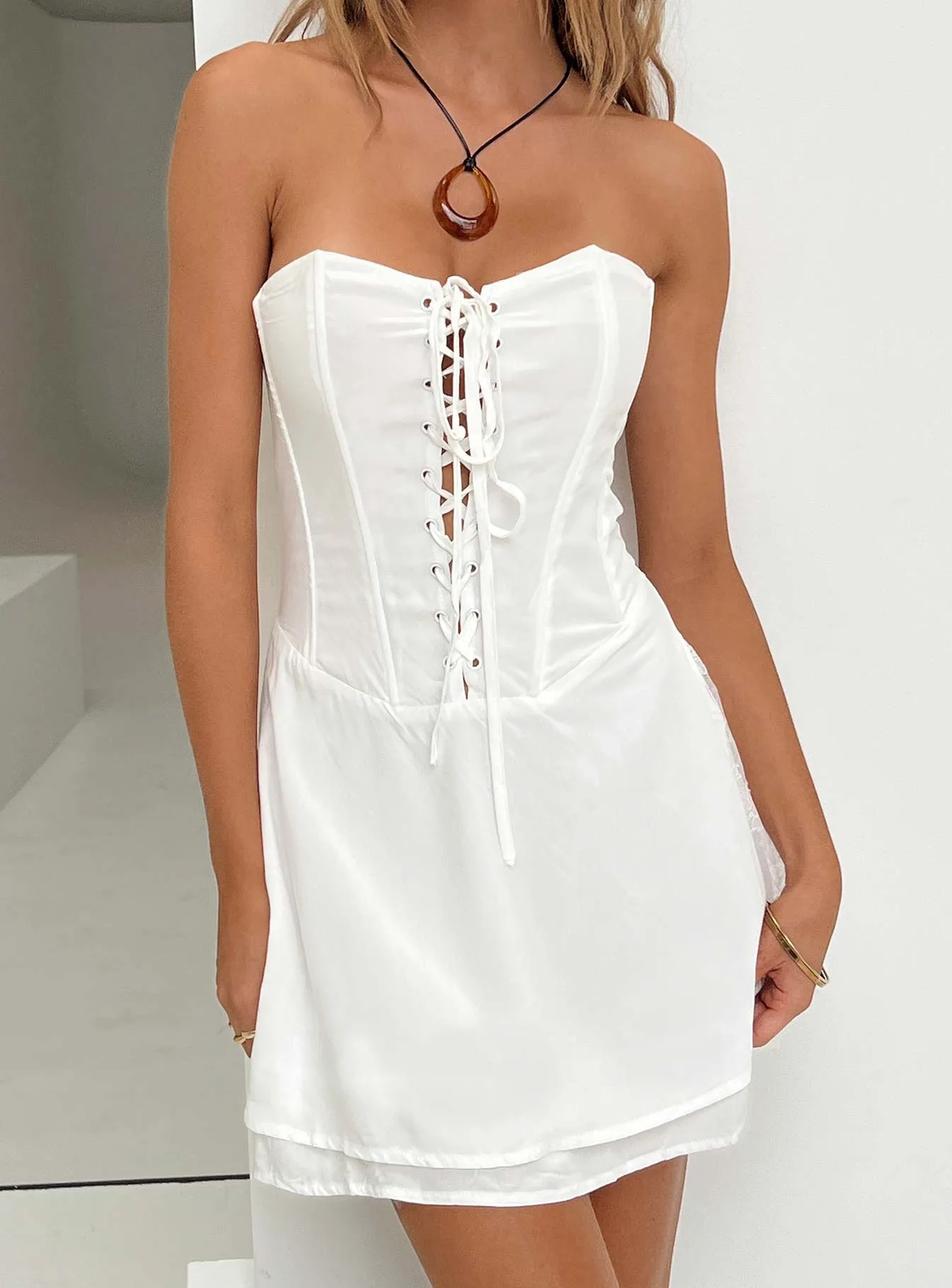 Peroli Corset Mini Dress White Sunset Glam