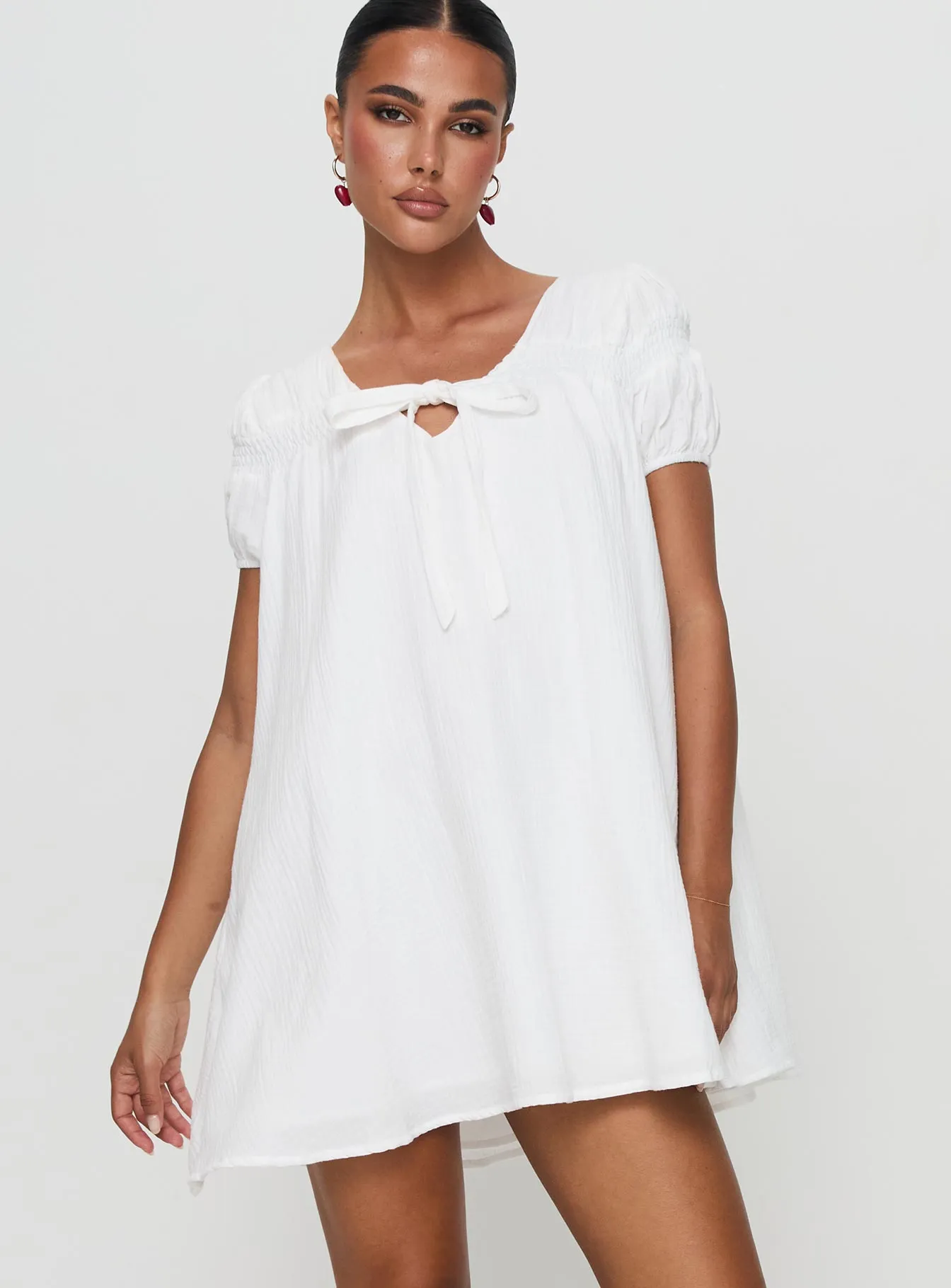 Silverwing Mini Dress White Elasticized Cuff Design