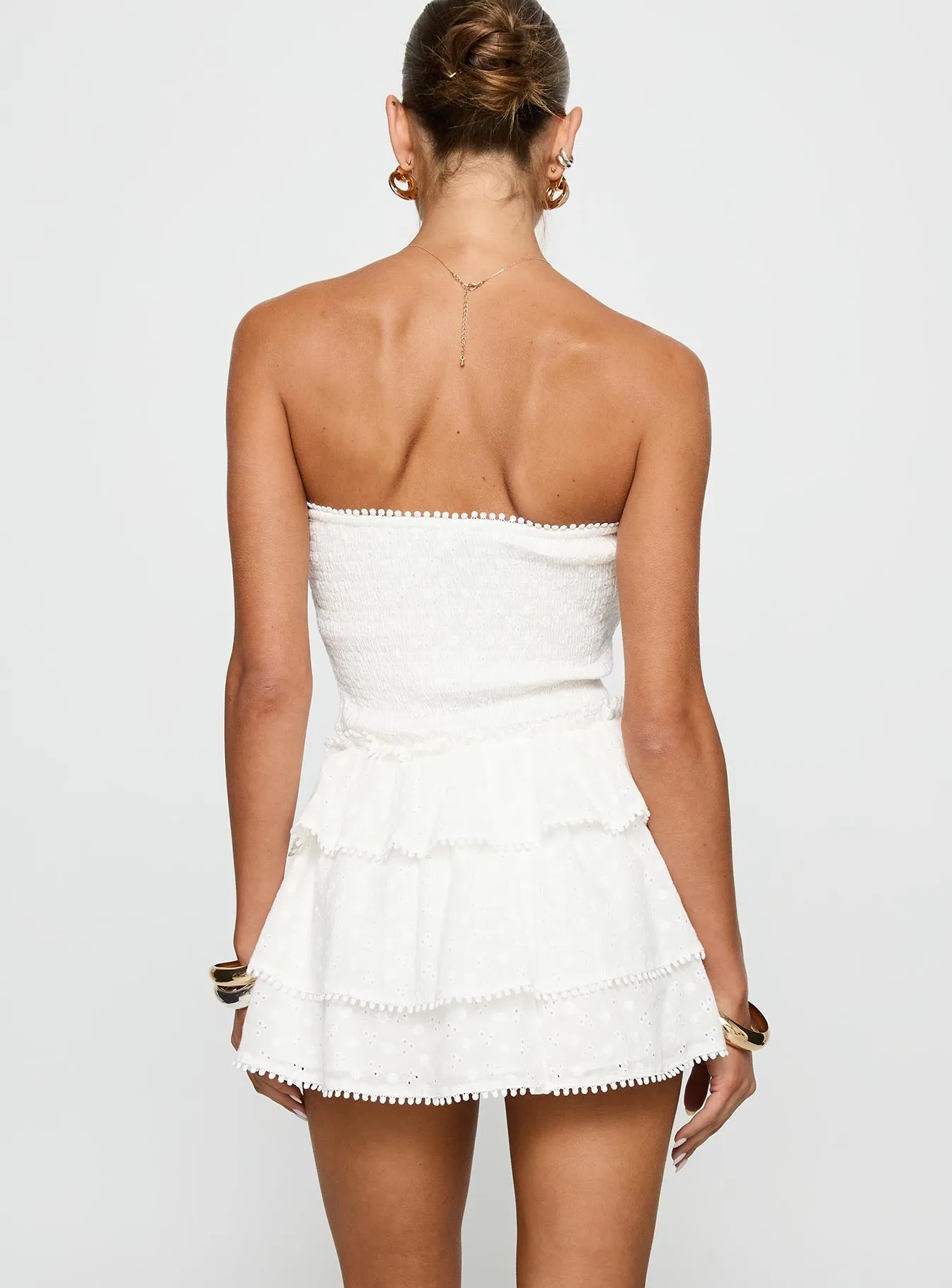 Sunkiss Frill Mini Dress White / Broderie Water Repellent Coating