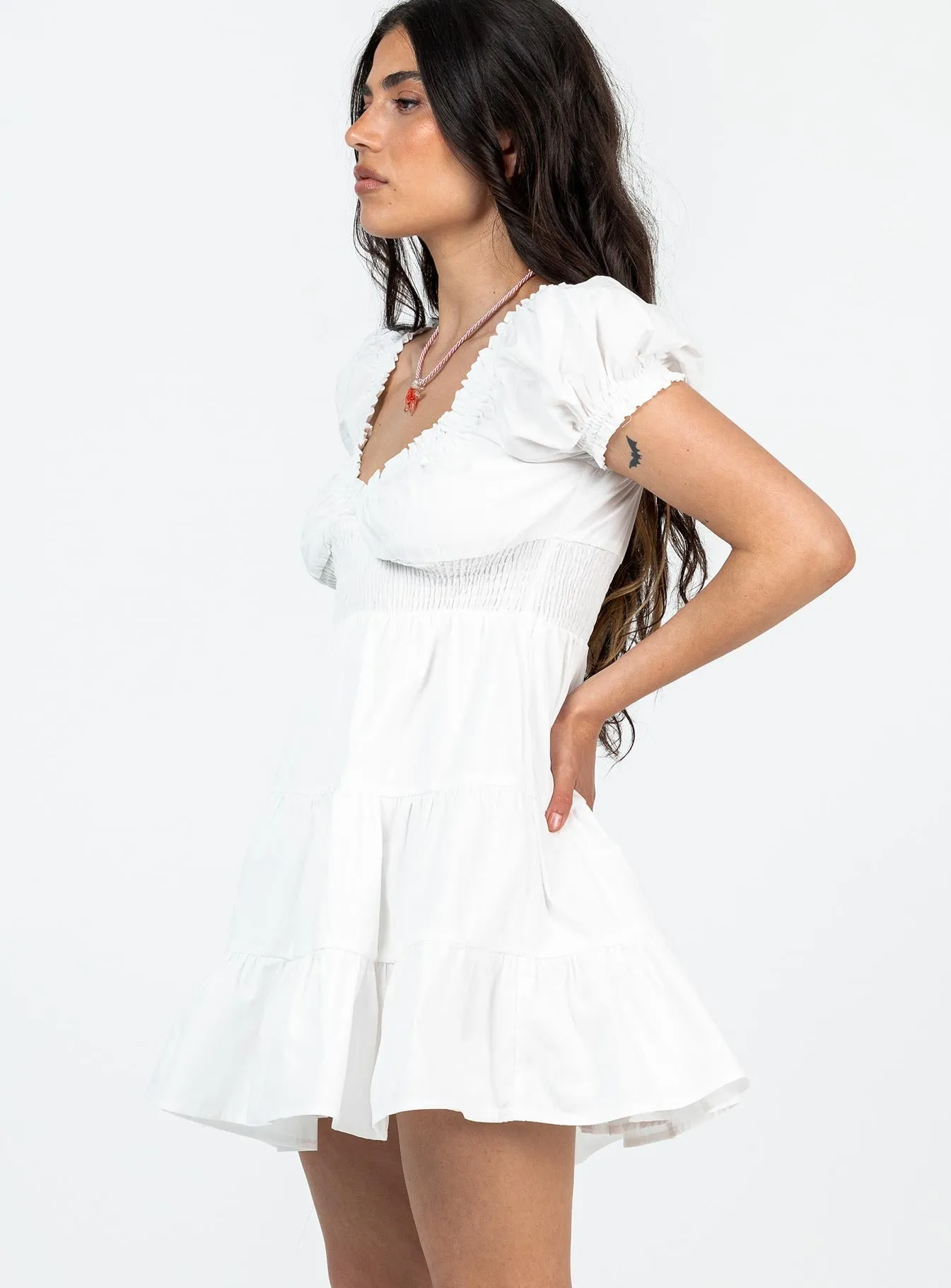 Daniela Mini Dress White Petite Knit Blend Fabric